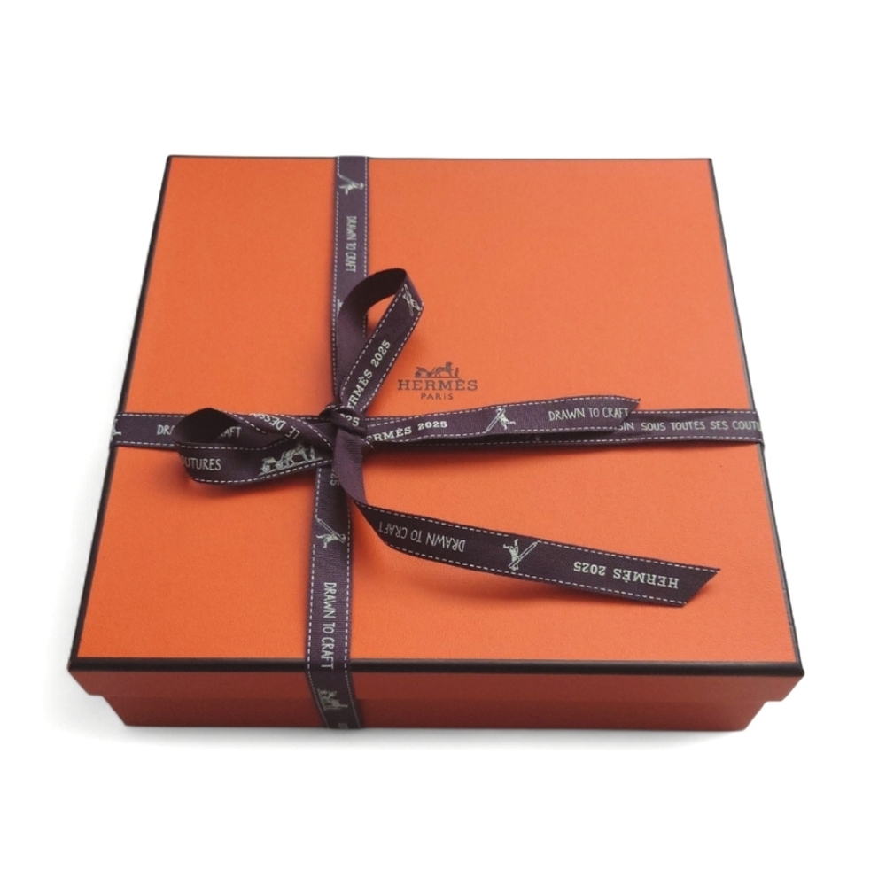 HERMES Authentic Orange Gift Box with Ribbon
